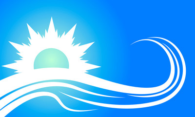 background of the waves and the sun