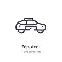 patrol car outline icon. isolated line vector illustration from transportation collection. editable thin stroke patrol car icon on white background