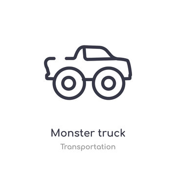 monster truck outline icon. isolated line vector illustration from transportation collection. editable thin stroke monster truck icon on white background