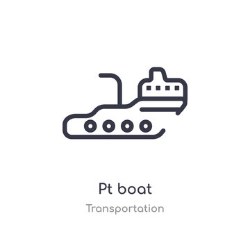 pt boat outline icon. isolated line vector illustration from transportation collection. editable thin stroke pt boat icon on white background