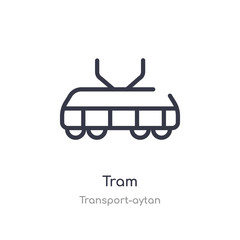 tram outline icon. isolated line vector illustration from transport-aytan collection. editable thin stroke tram icon on white background