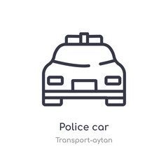 police car outline icon. isolated line vector illustration from transport-aytan collection. editable thin stroke police car icon on white background