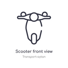 scooter front view outline icon. isolated line vector illustration from transport-aytan collection. editable thin stroke scooter front view icon on white background