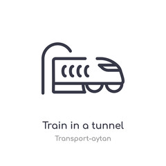 train in a tunnel outline icon. isolated line vector illustration from transport-aytan collection. editable thin stroke train in a tunnel icon on white background