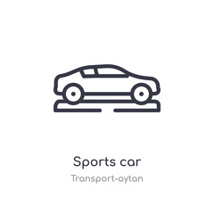 sports car outline icon. isolated line vector illustration from transport-aytan collection. editable thin stroke sports car icon on white background