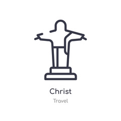 christ outline icon. isolated line vector illustration from travel collection. editable thin stroke christ icon on white background