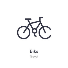 bike outline icon. isolated line vector illustration from travel collection. editable thin stroke bike icon on white background