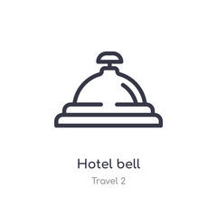 hotel bell outline icon. isolated line vector illustration from travel 2 collection. editable thin stroke hotel bell icon on white background