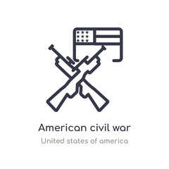 american civil war outline icon. isolated line vector illustration from united states of america collection. editable thin stroke american civil war icon on white background