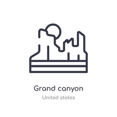 grand canyon outline icon. isolated line vector illustration from united states collection. editable thin stroke grand canyon icon on white background