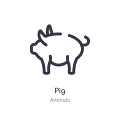 pig outline icon. isolated line vector illustration from animals collection. editable thin stroke pig icon on white background