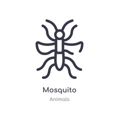 mosquito outline icon. isolated line vector illustration from animals collection. editable thin stroke mosquito icon on white background