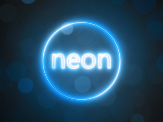 glowing neon circle with blurred bokeh background. 3d illustration