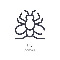fly outline icon. isolated line vector illustration from animals collection. editable thin stroke fly icon on white background