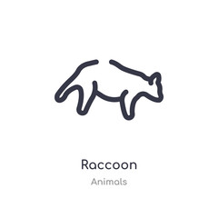 raccoon outline icon. isolated line vector illustration from animals collection. editable thin stroke raccoon icon on white background