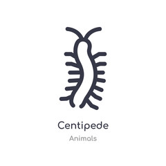 centipede outline icon. isolated line vector illustration from animals collection. editable thin stroke centipede icon on white background