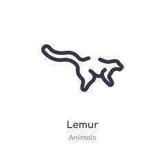 lemur outline icon. isolated line vector illustration from animals collection. editable thin stroke lemur icon on white background