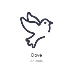 Fototapeta premium dove outline icon. isolated line vector illustration from animals collection. editable thin stroke dove icon on white background
