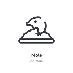 mole outline icon. isolated line vector illustration from animals collection. editable thin stroke mole icon on white background
