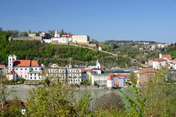 Fototapeta na wymiar Panoramic view of Passau from Mariahilf Monastery