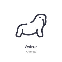 walrus outline icon. isolated line vector illustration from animals collection. editable thin stroke walrus icon on white background