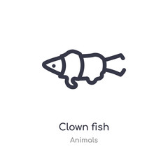 clown fish outline icon. isolated line vector illustration from animals collection. editable thin stroke clown fish icon on white background
