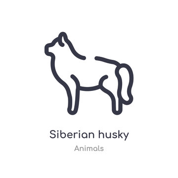 siberian husky outline icon. isolated line vector illustration from animals collection. editable thin stroke siberian husky icon on white background