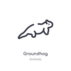groundhog outline icon. isolated line vector illustration from animals collection. editable thin stroke groundhog icon on white background