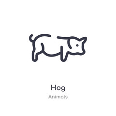 hog outline icon. isolated line vector illustration from animals collection. editable thin stroke hog icon on white background