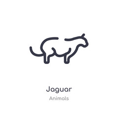 jaguar outline icon. isolated line vector illustration from animals collection. editable thin stroke jaguar icon on white background