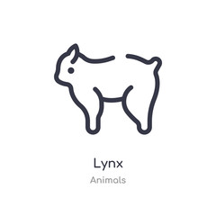 lynx outline icon. isolated line vector illustration from animals collection. editable thin stroke lynx icon on white background