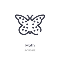 moth outline icon. isolated line vector illustration from animals collection. editable thin stroke moth icon on white background