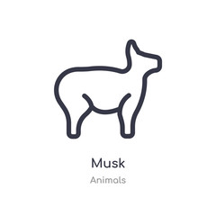 musk outline icon. isolated line vector illustration from animals collection. editable thin stroke musk icon on white background