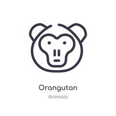 orangutan outline icon. isolated line vector illustration from animals collection. editable thin stroke orangutan icon on white background © zaurrahimov