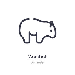 wombat outline icon. isolated line vector illustration from animals collection. editable thin stroke wombat icon on white background