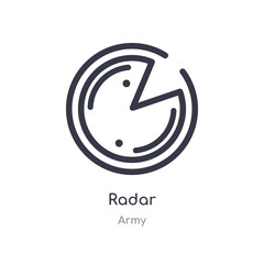 radar outline icon. isolated line vector illustration from army collection. editable thin stroke radar icon on white background