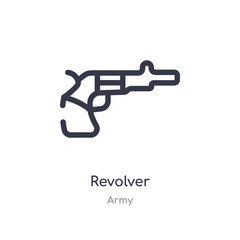 revolver outline icon. isolated line vector illustration from army collection. editable thin stroke revolver icon on white background