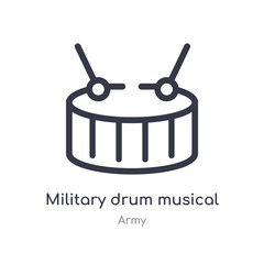 military drum musical instrument outline icon. isolated line vector illustration from army collection. editable thin stroke military drum musical instrument icon on white background