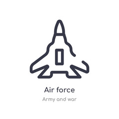air force outline icon. isolated line vector illustration from army and war collection. editable thin stroke air force icon on white background