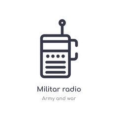 militar radio outline icon. isolated line vector illustration from army and war collection. editable thin stroke militar radio icon on white background