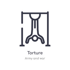 torture outline icon. isolated line vector illustration from army and war collection. editable thin stroke torture icon on white background