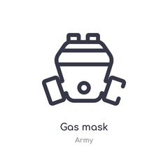 gas mask outline icon. isolated line vector illustration from army collection. editable thin stroke gas mask icon on white background