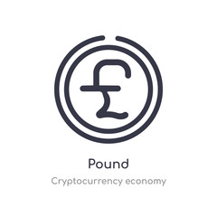 pound outline icon. isolated line vector illustration from cryptocurrency economy collection. editable thin stroke pound icon on white background