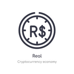 real outline icon. isolated line vector illustration from cryptocurrency economy collection. editable thin stroke real icon on white background