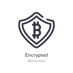 encrypted outline icon. isolated line vector illustration from blockchain collection. editable thin stroke encrypted icon on white background