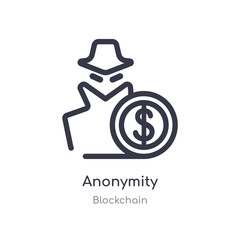 anonymity outline icon. isolated line vector illustration from blockchain collection. editable thin stroke anonymity icon on white background