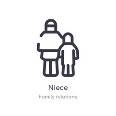niece outline icon. isolated line vector illustration from family relations collection. editable thin stroke niece icon on white background