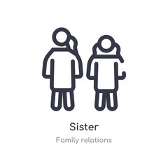 sister outline icon. isolated line vector illustration from family relations collection. editable thin stroke sister icon on white background