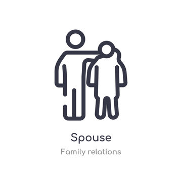 Spouse Outline Icon. Isolated Line Vector Illustration From Family Relations Collection. Editable Thin Stroke Spouse Icon On White Background