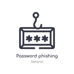 password phishing outline icon. isolated line vector illustration from general collection. editable thin stroke password phishing icon on white background
